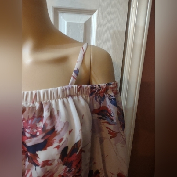 As u wish women's size medium long sleeve open shoulder dress floral southern - Picture 4 of 9